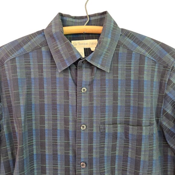 NWOT The Territory Ahead Mens Small Plaid Button-Up Shirt Blue & Green Cotton - Picture 5 of 8